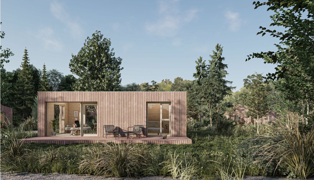 Ecospace's 75m² garden room with a dual pitched roof design