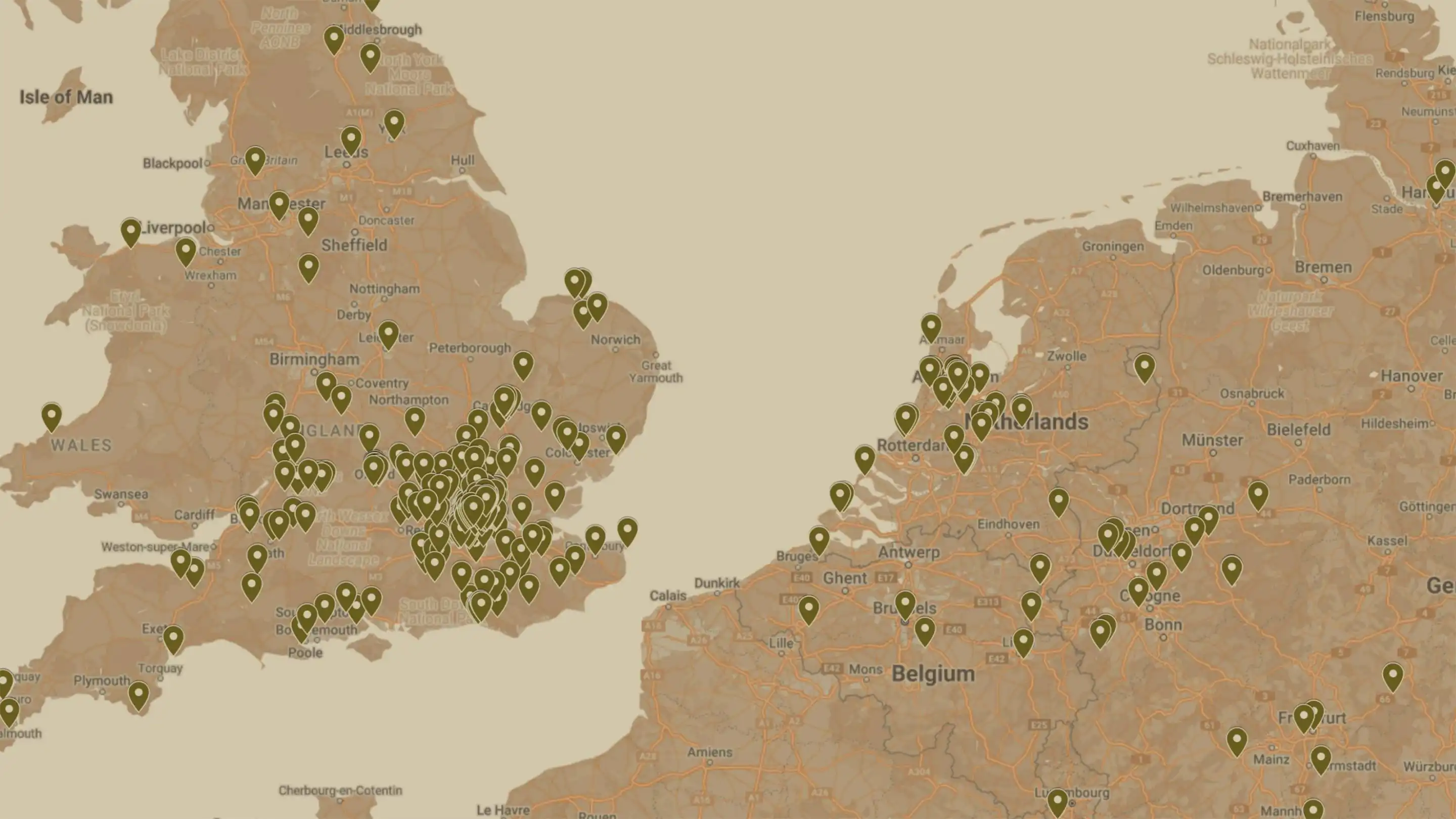 A map of Ecospace's projects across Europe
