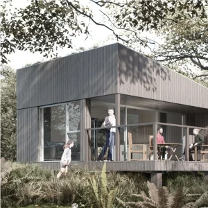 Exterior of Ecospace's garden retreat