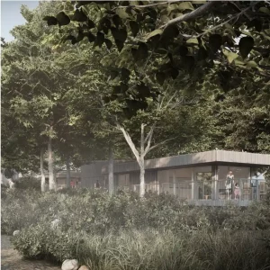 Exterior of Ecospace's garden retreat